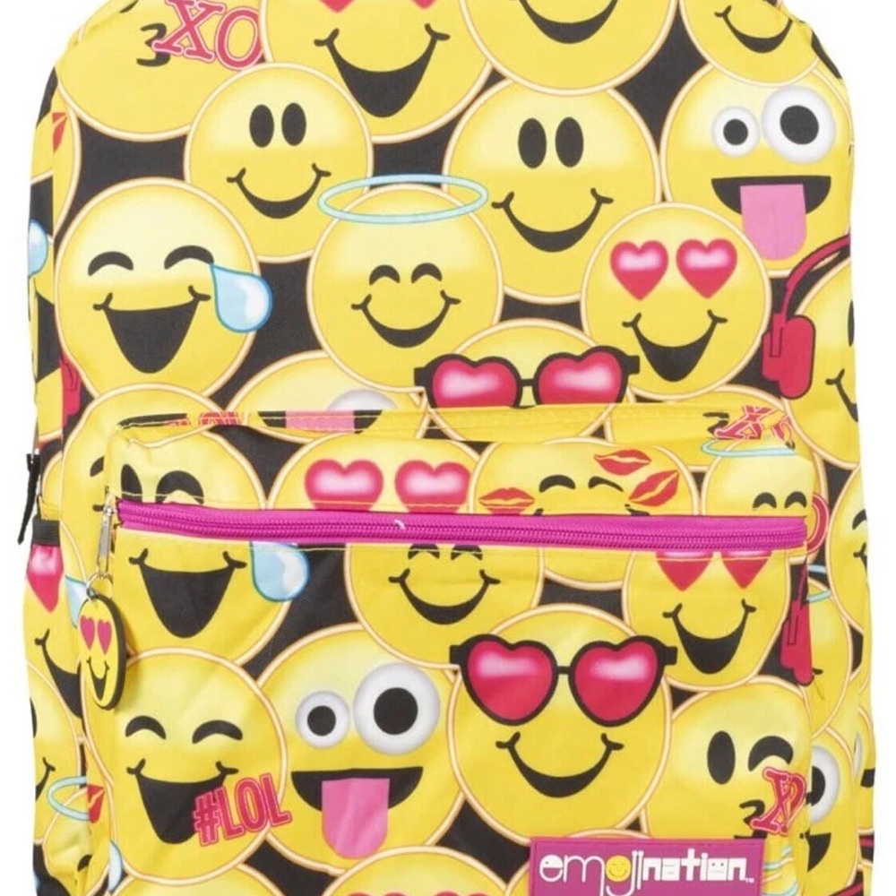 Kids Emoji Print Backpack - Yellow